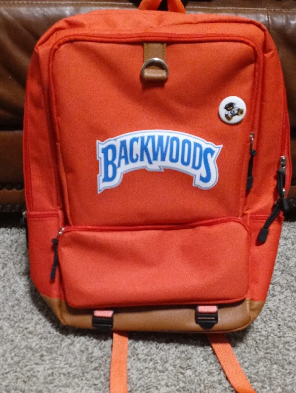 Red Backpack with Brown Trim (Brand New From Closing Business)